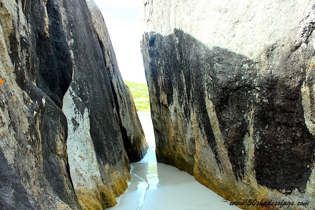 A Squeeze through the huge boulders to Elephant Cove